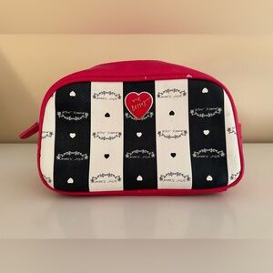 Betsy Johnson Faux Leather Red White Black Clutch Bag Heart and Floral Design